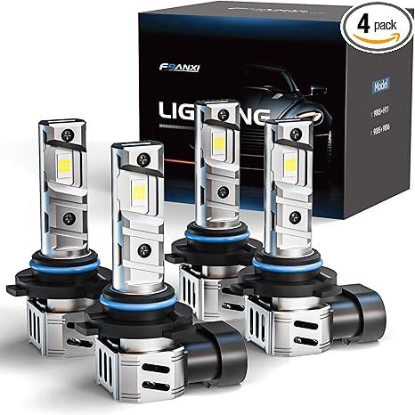 FRANXI 9005/HB3 9006/HB4 Bulbs Combo Fog Lights, 120W 32000LM Super Bright 6000K Cool White, 1:1 Design with Cooling Fan, Plug and Play, Pack of 4