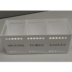 Wooden Silverware Cutlery Holder White Flatware Caddy Small Kitchen Utensil Holders for Party Wood Silverware Organizer Storage for Table Countertop Spoon and Fork Holder Utensils Caddy Basket