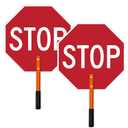 Handheld Stop Crosswalk Warning Double Sided Sign, 18x18 Inches, Aluminum,