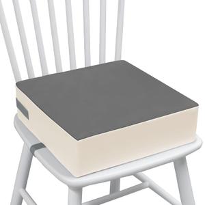 Eiury Toddler Booster Seat Dining Table Kitchen Chair, Waterproof Anti-Scratch PU Cushion, Non-Slip Bottom, Adjustable Buckle Straps, Easy Clean Portable Seat Cushion (Dark Grey+White)