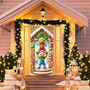 2 x BlissYard Christmas Door Cover 71x35 Inch Gingerbread Kids Door Banner, Merry Christmas Winter Porch Sign for Front Door, Cute Holiday Entry Decor Indoor Outdoor Farmhouse Party Hanging Cover