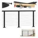 Muzata 4-8FT Upgraded Pre-Crimped Black Complete Cable Railing Kit 36 Inch Cable Railing System for Decks Porch with Post Handrail Easy DIY with User Guide Complete Set RC01