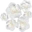 Qunland White Paper Flowers Artificial 3D Wall Décor Wedding Birthday Bridal Baby Shower Nursery Room Backdrop Table Centerpieces 12"-8" 6 Pcs Crepe Tissue Paper Flowers Party Decorations