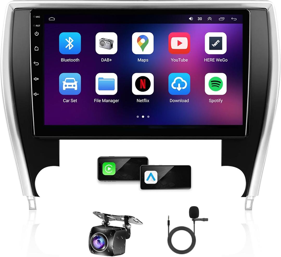 4G+64G Android 13 Car Radio for Toyota Camry 2015 2016 2017,10.1" Touch Wireless Carplay&Android Auto Support Touchscreen Radio Upgrade with AHD Camera,GPS Navigation,SWC,WiFi,FM,Bluetooth