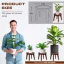 Demigo Indoor Plant Stand, Acacia Wooden Decorative Plant Shelf with Spill-Proof Tray, Stable 8 Tall Flower Holder for Heavy Pots, Gardening Display for Decor Living Room Patio - Dark Brown