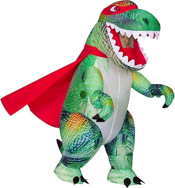 COMIN Inflatable Dinosaur 6.5 FT Costume for Adults, Blow Up Trex Costume Dinosaur Inflatable Costume Green for Halloween Party