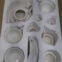 fanquare Vintage Porcelain Tea Set for Women Tea Party, Cup and Saucer Set for 6, Wedding Floral Teapot Set for Adults, Pink Rose