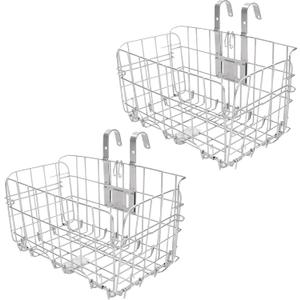 Folding Bike Front Basket Bicycle Wire Basket with Handles Easy Installation on Front Handlebar