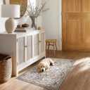 PURRUGS Vintage Farmhouse Boho Throw Rug 3x5 ft, Non-Slip Machine Washable Rug, Accent Oriental Area Rug for Entryway, Kitchen, Bedroom, Living Room and Dining Room, Taupe/Vanilla