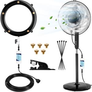 Upgraded Misters for Outside Patio,Portable Fan Misting Kit with Hose Filter+19.7FT Misting Line+5 Brass Mist Nozzles+3/4"Adapter,Outdoor Water Misting Cooling System for Patio,Garden,Backyard