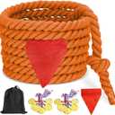 CWLAKON Tug of War Rope 40ft for Kids Adult, Outdoor Field Day Family Reunion Birthday Party Games, Orange, Includes 18 Medals, Storage Bag, Adjustable Center Flag