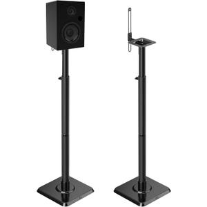 Mounting Dream Black Alloy Steel Speaker Stands, Height Adjustable Bookshelf Speaker Stand Pair, Universal Fit, 11 lbs Capacity, Set of 2 for Bose Polk JBL Sony Yamaha - 42" Max Height