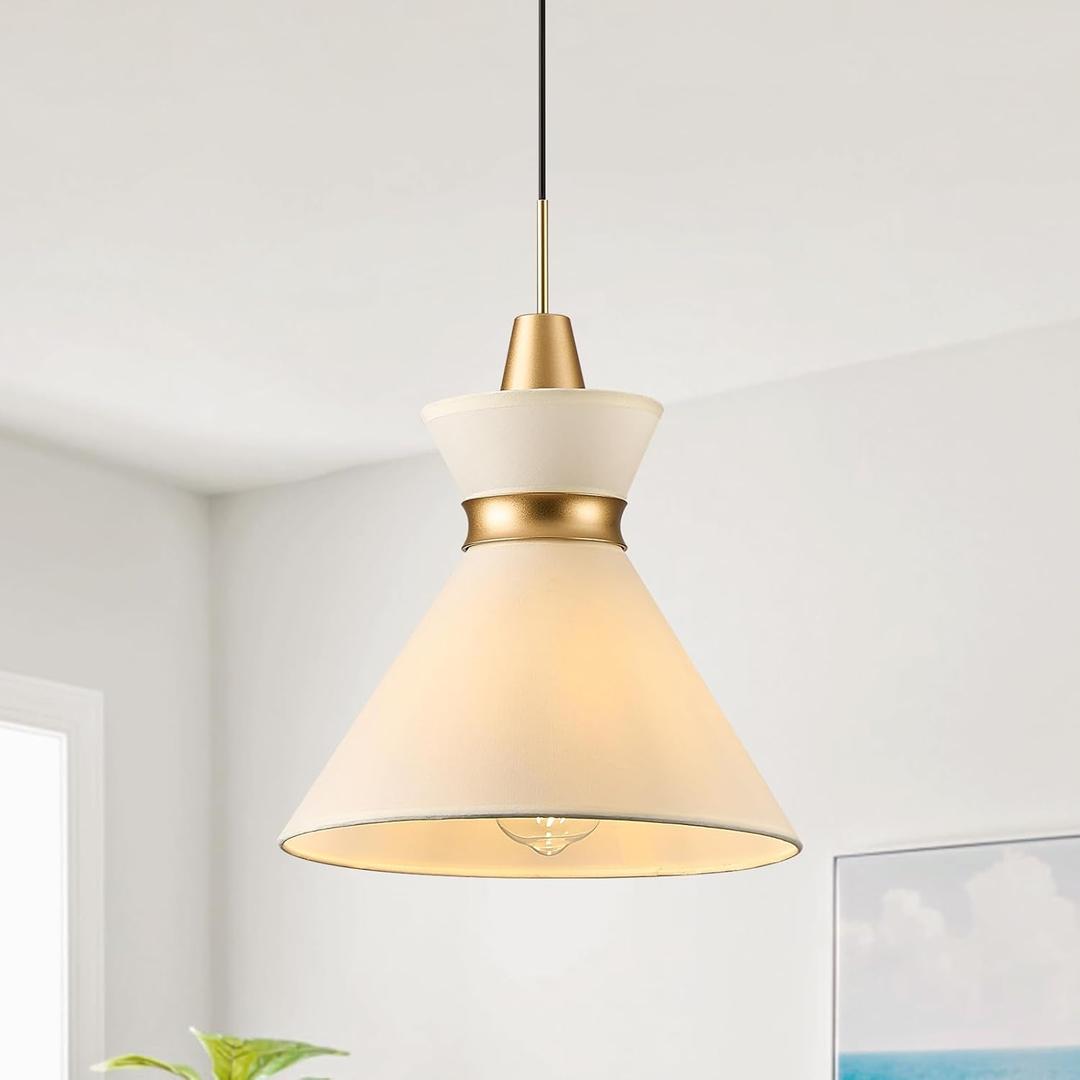 12 Inch Modern Pendant Light Fixture Gold Kitchen Pendant Lighting Over Island 1-Light Adjustable Hanging Lighting for Dinning Room Bedroom Hallway