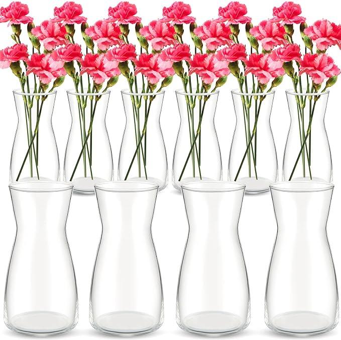 Thenshop 10 Pcs 8'' Tall Clear Glass Flower Vase for Bouquet, Clear
Wide Mouth Vase Bulk, Boho Decorative Vase for Flower Bouquets, Rustic Home Decor, Wedding Centerpieces, Housewarming Gift