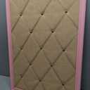 DoubleFill Pink Bulletin Board 21" x 27" Pink Linen Fabric Decorative Board Hanging Memo Boards with 20 Pushpins for Women Office Large Cork Bulletin Boards for Home & Office Wall Decor Photos Display, 29.5" x 20.5"