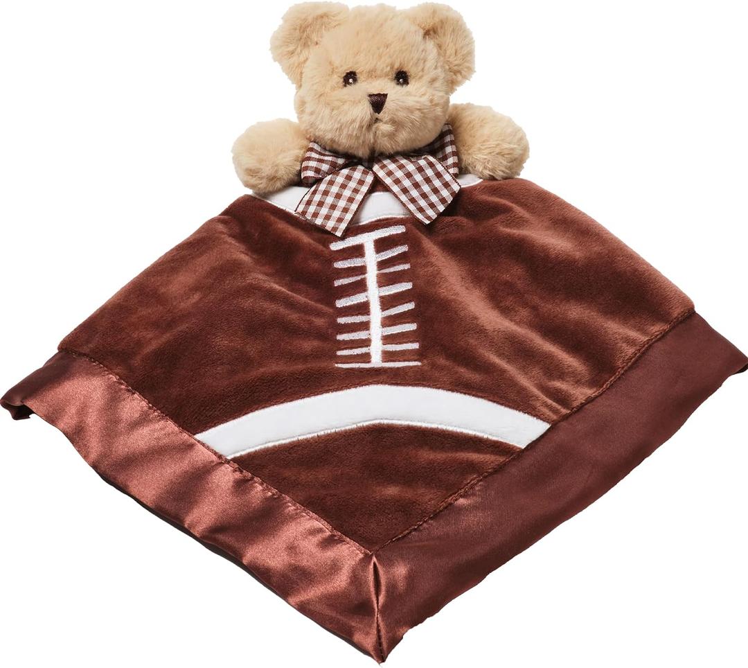 Bearington Baby Touchdown Snuggler, 15 Inch Football Plush Stuffed Animal Teddy Bear Security Blanket Lovey for Babies (15" Touchdown)