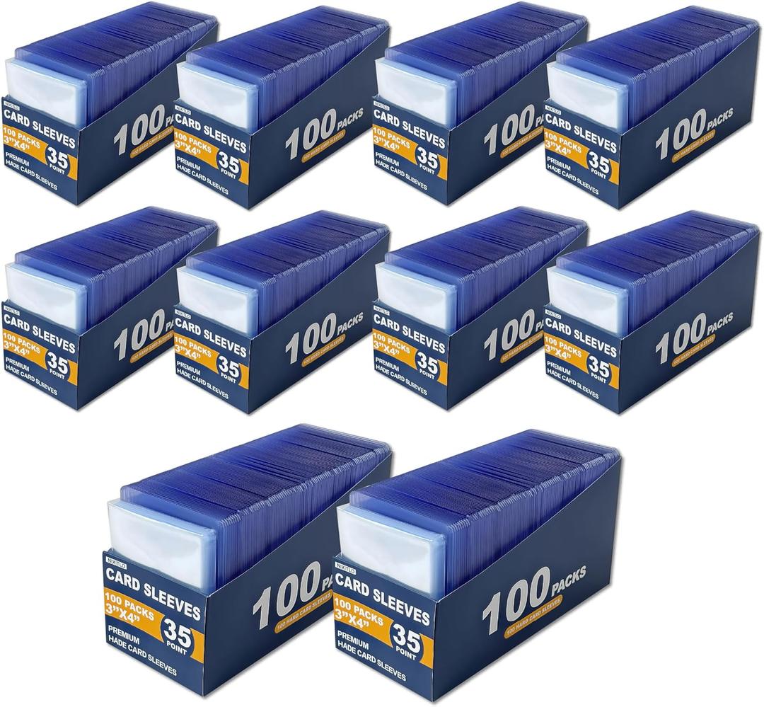 2000 Top Loaders for Cards for Baseball, Football, MTG Cards, Ultra-Clear Protectors for Trading Collectibles (1000 Hard Sleeves+1000 Soft Sleeves)
