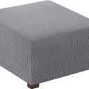 Flamingo P Stretch Ottoman Cover Square Ottoman Slipcovers Furniture Protector Folding Storage Stool Furniture Protector Soft Slipcover with Elastic Bottom (Small Size - Dove)