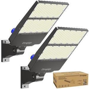Dimgogo LED Parking Lot Light 300W, UL Listed 45,000LM 6500K Light with Dusk to Dawn Photocell, Adjustable Arm Mount, IP66 Waterproof, Commercial LED Area Security for Parking Lot, Roadway, 2 Packs