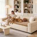 FUANGUI Couch Covers for Dogs Washable, Sofa Cover with Straps for 3 Cushion Couch,Non-Slip Pet Couch Protector for Sectional & Leather Sofa, 1PC (Khaki, 27.6" x 70.9")