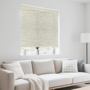 25" W x 72" H Cordless Light Filtering Roller Shade for Windows, Free Stop Windows Shades, Thermal Insulated Linen-Style Blinds for Home and Office, Modern Window Blind Color-Matched (Cream)