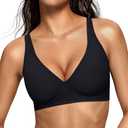 OEAK Womens Deep V Bras Wireless Comfortable Bra Supportive No Underwire Bras Tshirt Push Up Bralettes Plunge Seamless Bra M