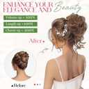 2PCS Messy Bun Hair Piece Tousled Updo with Tendrils Wavy Curly Hair Bun Scrunchies Ponytail Extension Elastic Band Hairpieces For Women (Dark Brown Mix Light Auburn)