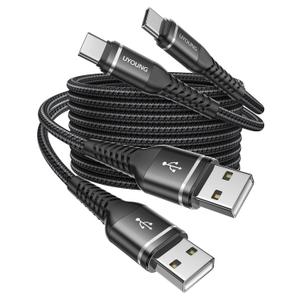 USB A to USB C Cable 60W Fast Charging 10FT, 2Pack USB to USBC Cable for CarPlay/Android Auto USB Type C Cable Durable Braided iPhone USB C Charger Cord for iPhone 17/16/15 Pro Max/Galaxy S26 and More