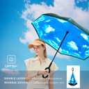 SIEPASA 49/56 Inch Inverted Reverse Upside Down Umbrella, Extra Large Double Canopy Vented Windproof Waterproof Stick Golf Umbrellas with C-shape Handle.