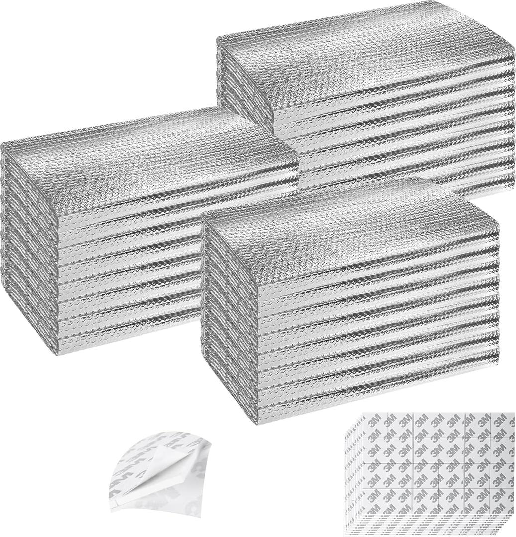 Garage Door Insulation Kit 24P Double Bubble Window Heat Insulation Panels, 6MM 24" x 48" Reflective Aluminum Foil Summer Barrier Insulation Sheets with 240 Adhesive Tapes for Garage Greenhouse Attic