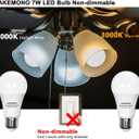 KAKEMONO A19 LED Light Bulbs 60 Watt Equivalent,7W 730 Lumen E26 Medium Base for Desk Reading Lamp Ceiling Fan Chandelier Lighting,Non-Dimmable,3000K Warm White, 6 Pack