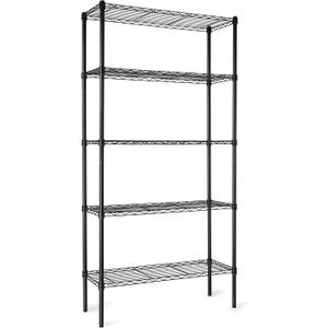 Amazon Basics 5-Shelf Adjustable Heavy Duty Steel Wire Storage Shelves for Garage, Kitchen, Easy Assembly, 36" x 14" x 72", Black | Heavy Duty, Adjustable, for Kitchen, Garage, Shelving Organizer