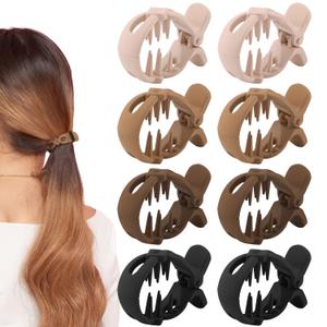 AWAYTR Small Claw Hair Clips for High Ponytails - Matte No Slip Clips for Women (Brown/Black Butterfly)