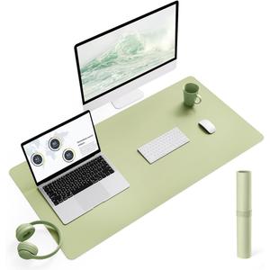YSAGi Non-Slip Leather Desk Pad L Size, Waterproof Laptop Computer Desk Keyboard Mat, Table Protector Blotter Mat, Large Mouse Pad for Office/Work/Home/Decor(Matcha Green, 35.4" x 17")