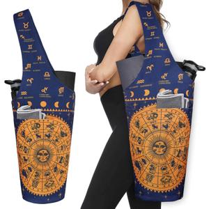 Fashion Printed Yoga Mat Bag with Large Side Pocket & Zipper Pocket Long Tote Yoga Bag Fit Most Size Mats - Holds More Yoga Accessories (37"x15.5", Astrology)