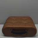 Small Footstool Ottoman - Stylish and Functional Faux Leather Footrest for Extra Seating in Living Room, Entryway, or Office (set of 1, Dark Brown)