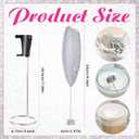 Rhinestone Milk Frother with Stand Sparkly Handheld Battery Operated Electric Foam Maker with Bling Handle, Single Coil Head Whisk Coffee Lattes Mixer Lattes Gifts for Mom Mothers Day(Silver)