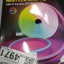 Neon Rope Lights16.4ft RGB LED Strip Lights with App Control,Music Sync Flexible DIY Design,5V USB Powered Neon Lights for Bedroom,Gaming,and Party Decoration(with Adhesive Backing)