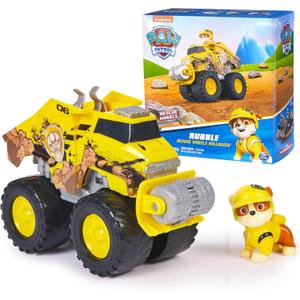 Paw Patrol: Rescue Wheels Rubbles Bulldozer, Toy Truck with Vehicle Transformation and Collectible Action Figure, Kids Toys for Boys & Girls Ages 3+