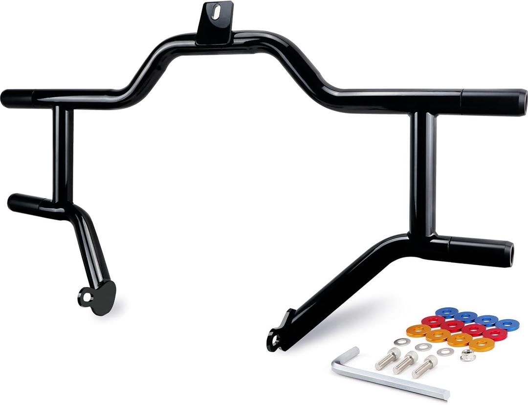 Engine Guard Flat Out Crash Bar Fits for Harley Touring Street Glide Road King Electra Glide Ultra Limited 2009-2024 Models (Gloss Black Crash Bar)