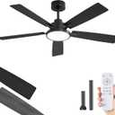 ZMISHIBO Ceiling Fans with Lights and Remote, 52 Inch Black Modern, with 24W 2400LM High Bright LED Light, Quiet Powerful DC Pure Copper Motor for Bedroom, Kitchen, Living Room