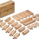 SainSmart Jr. Wooden Train Track 24pcs, Track Expansion Compatible with All Major Brands Toddler Railway Toy Train Set Boys Train Set 3+