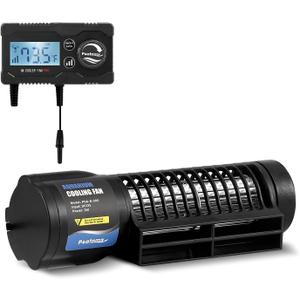 Poafamx Aquarium Chiller, DC12V Aquarium Cooling Fan with 3-Speed Adjustable Controller, Cross-Flow Fish Tank Cooler for Axolotl, Automatic Temperature Control Aquarium Cooler (3W)