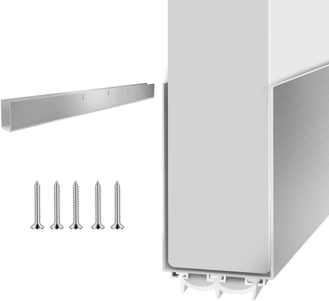 Aluminum Door Draft Stoppers - 39' Weather Stripping Seal for Exterior & Interior Doors (Silver)