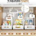 1 Pack-11.4"-16.14"H Under Sink Storage Organizer, Large 2-Tier Elegant Mesh Pull Out Shelf for Kitchen and Bathroom Cabinet Organization, L-Shaped and Adjustable Height Design for Maximum Space-White