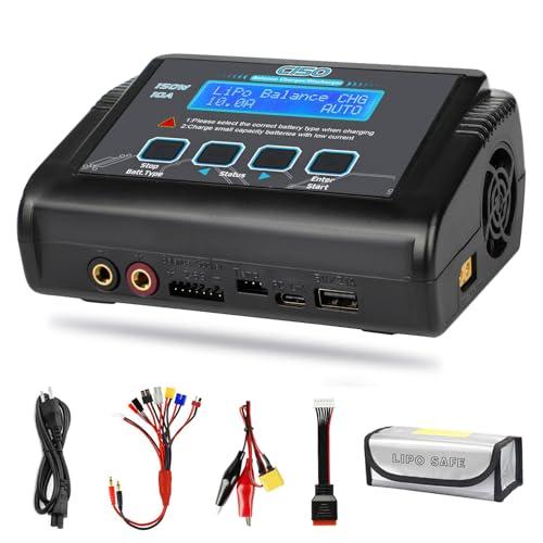 LiPo Battery Charger, 150W 10A RC Balance Fast Battery Charger Discharger for 1S-6S LiPo/Li-ion/Life/LiHV Battery 1-15S NiMH/NiCD PB Smart Batteries RC Car Drone