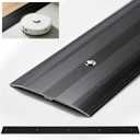 Aluminum Door Transition Strip 36"L x 2.4"W Metal Floor Threshold, 0.1"H Flat Profile forWood Tile Carpet Vinyl Concrete Flooring Gaps, Modern Doorway Protector Decoration (Black)