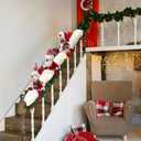Set of 3 Christmas Stair Decoration Set Stuffed Santa Snowman Reindeer Snow Surfing Banister Decor with 6.6 Feet Snow Blanket and Light Strip for Holiday Handrail Banister Stairway Decoration