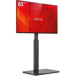 AOKCOS Floor TV Stand with Mount for 32-65 inch TVs - 60 Degree Swivel TV Mount Stand - Height Adjustable - 88lbs Load - Max VESA 400x400 - Tempered Glass Base