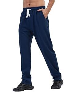 Arloesi Men's Sweatpants Casual Cotton Athletic Open Bottom Pants Straight Leg Joggers with Pockets (XXL, Blue)